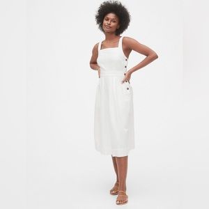 GAP Apron Midi Cotton-Linen White Dress